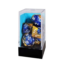 Chessex Blue-Gold/ white Gemini Poly 7 dice set