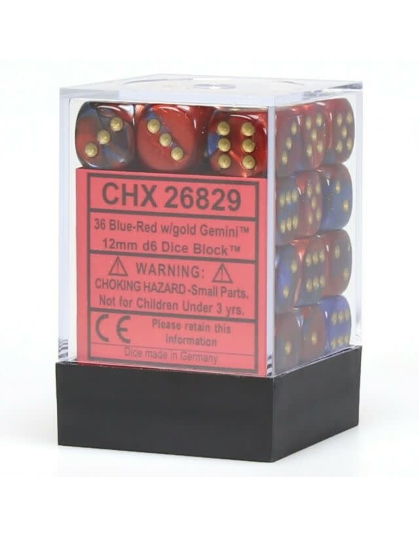 Chessex Blue-Red w/gold Gemini 12mm d6 dice set