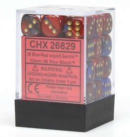 Chessex Blue-Red w/gold Gemini 12mm d6 dice set