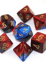Chessex Blue-Red w/gold Gemini Poly 7 dice set