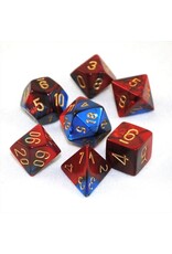 Chessex Blue-Red w/gold Gemini Poly 7 dice set