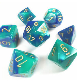 Chessex Blue-Teal/gold Gemini Poly 7 dice set