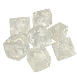 Chessex Clear/ white Translucent Poly 7 dice set