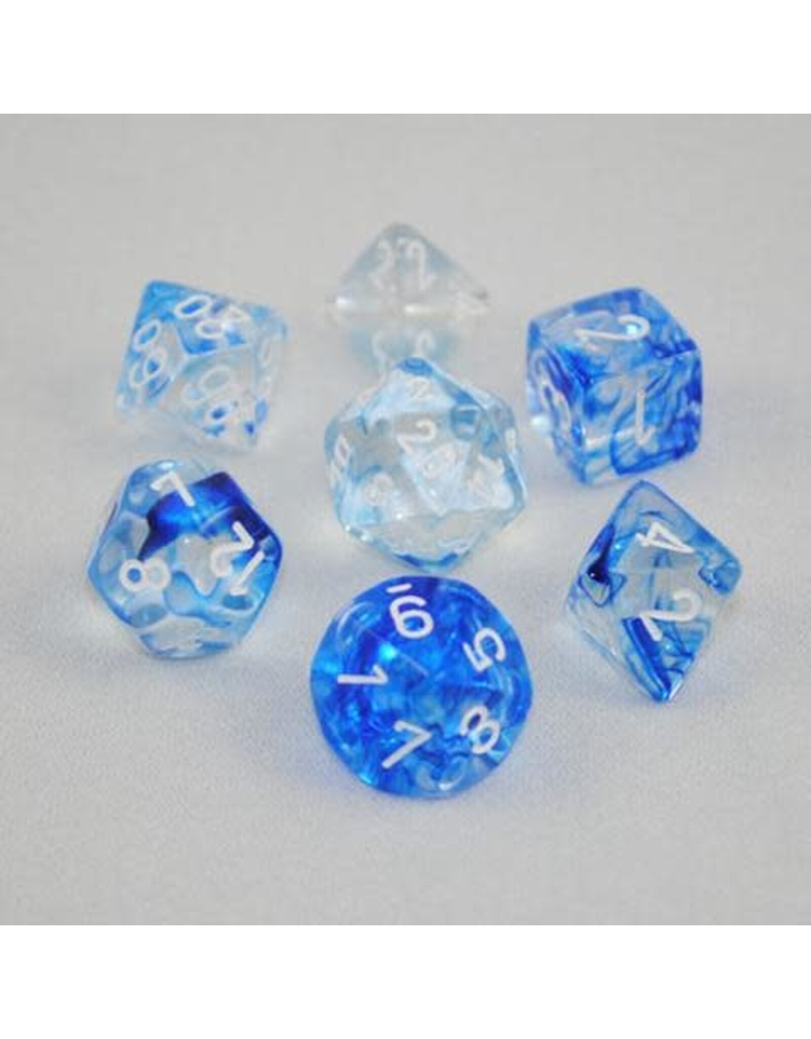 Chessex Dark Blue/white Nebula Poly 7 dice set