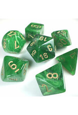 Chessex Green w/gold Vortex Poly 7 dice set
