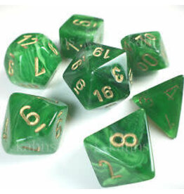 Chessex Green w/gold Vortex Poly 7 dice set