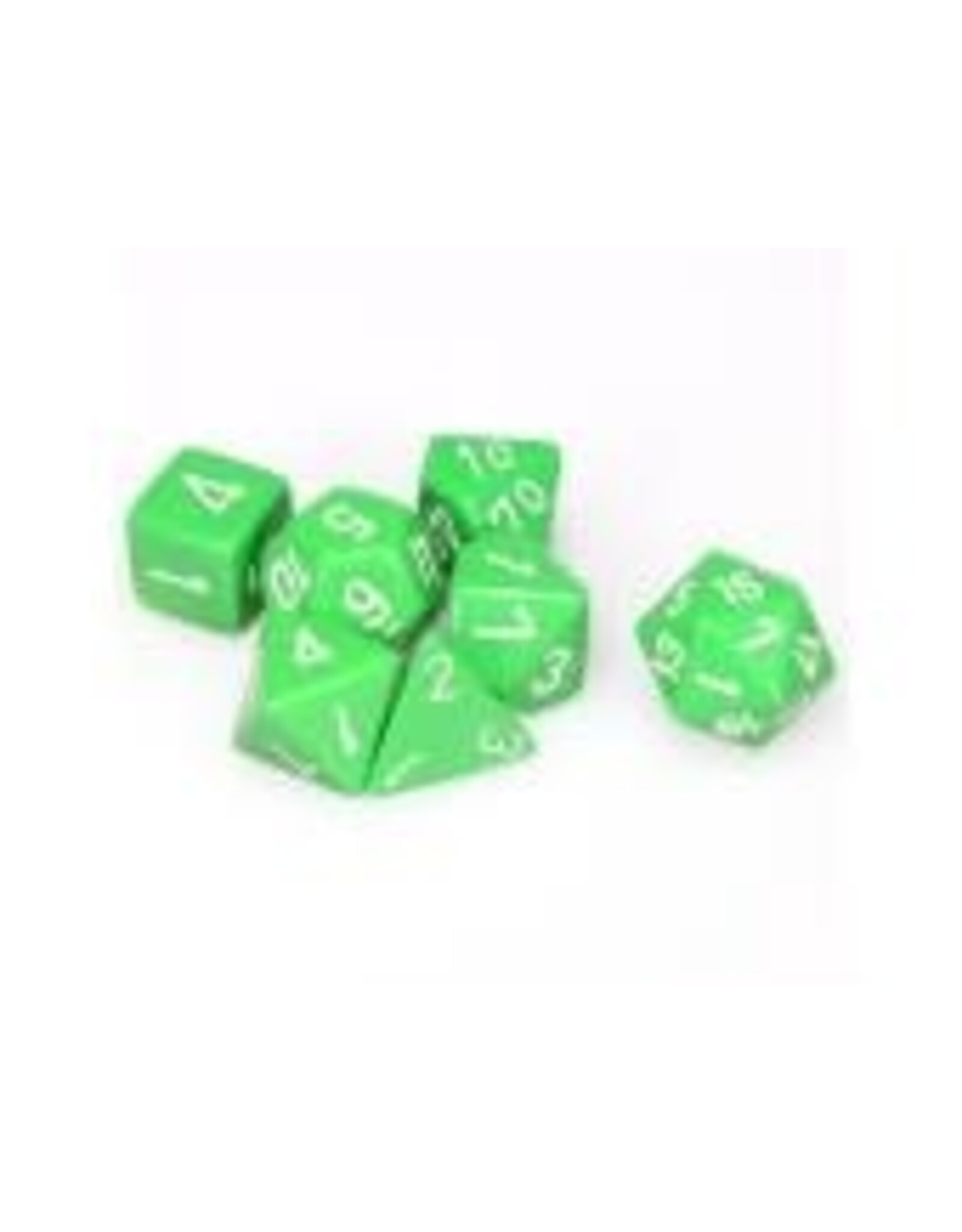 Chessex Green w/white Opaque Poly 7 dice set