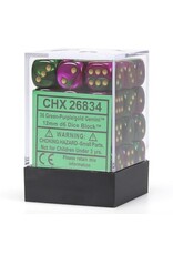 Chessex Green-Purple w/gold Gemini 12mm d6 dice set