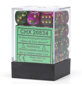 Chessex Green-Purple w/gold Gemini 12mm d6 dice set