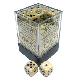 Chessex Ivory w/black Marble 12mm d6 dice set
