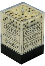Chessex Ivory w/black Opaque 12mm d6 dice set