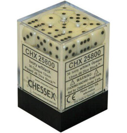 Chessex Ivory w/black Opaque 12mm d6 dice set