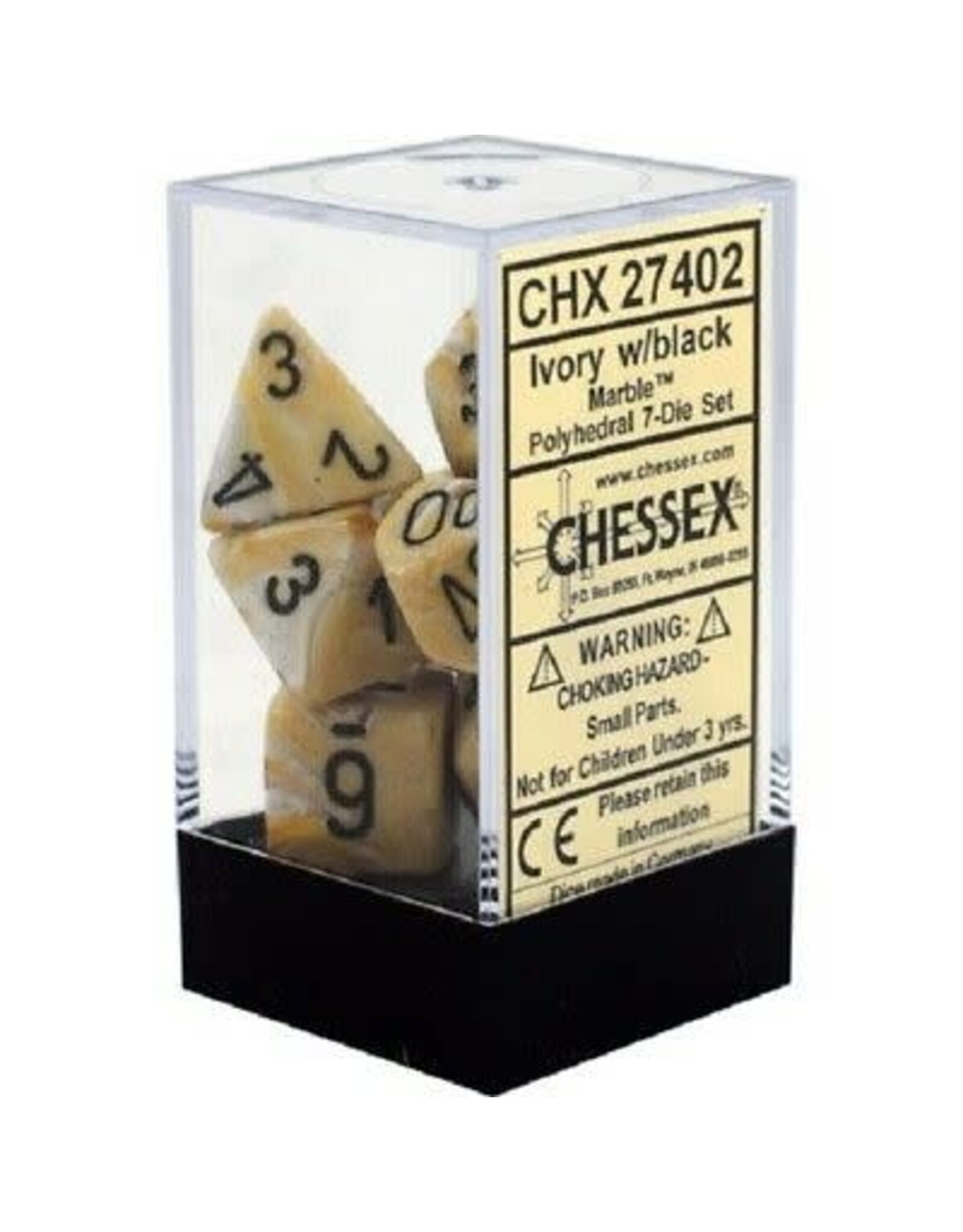 Chessex Ivory/black Marble Poly 7 dice set