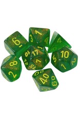 Chessex Maple Green/yellow Borealis Poly 7 dice set