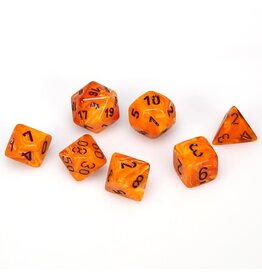 Chessex Orange w/black Vortex Poly 7 dice set