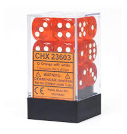 Chessex Orange/white Translucent 16mm D6 dice set