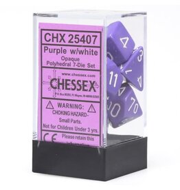 Chessex Purple w/white Opaque Poly 7 dice set