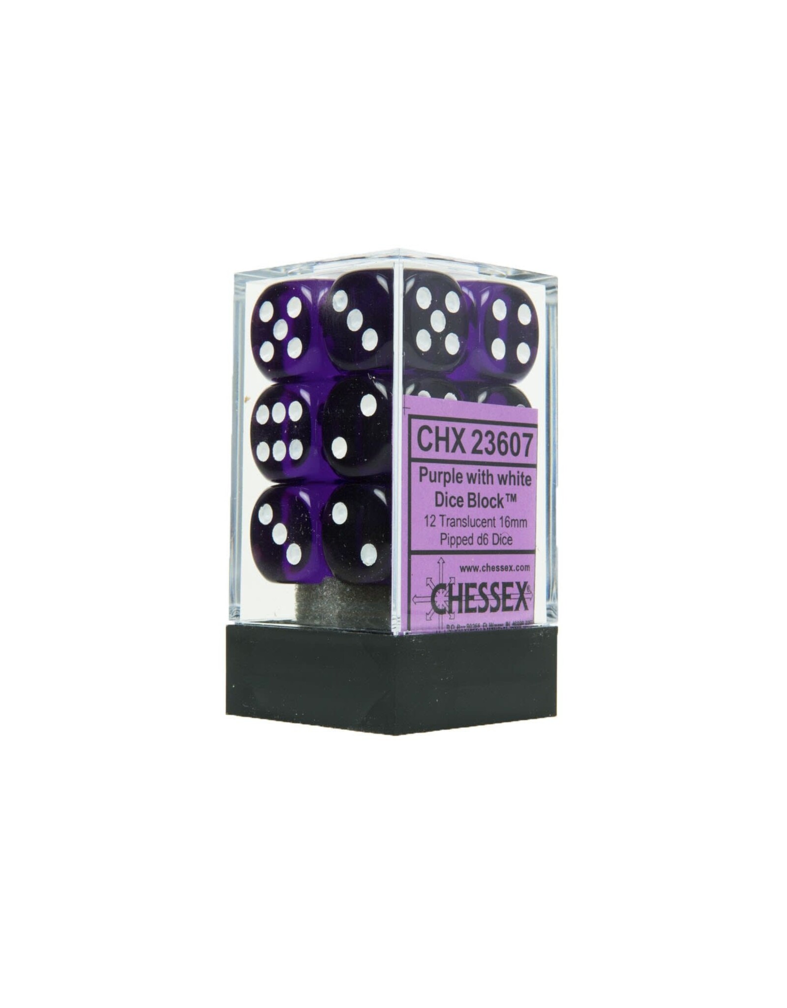 Chessex Purple/white Translucent 16mm D6 dice set