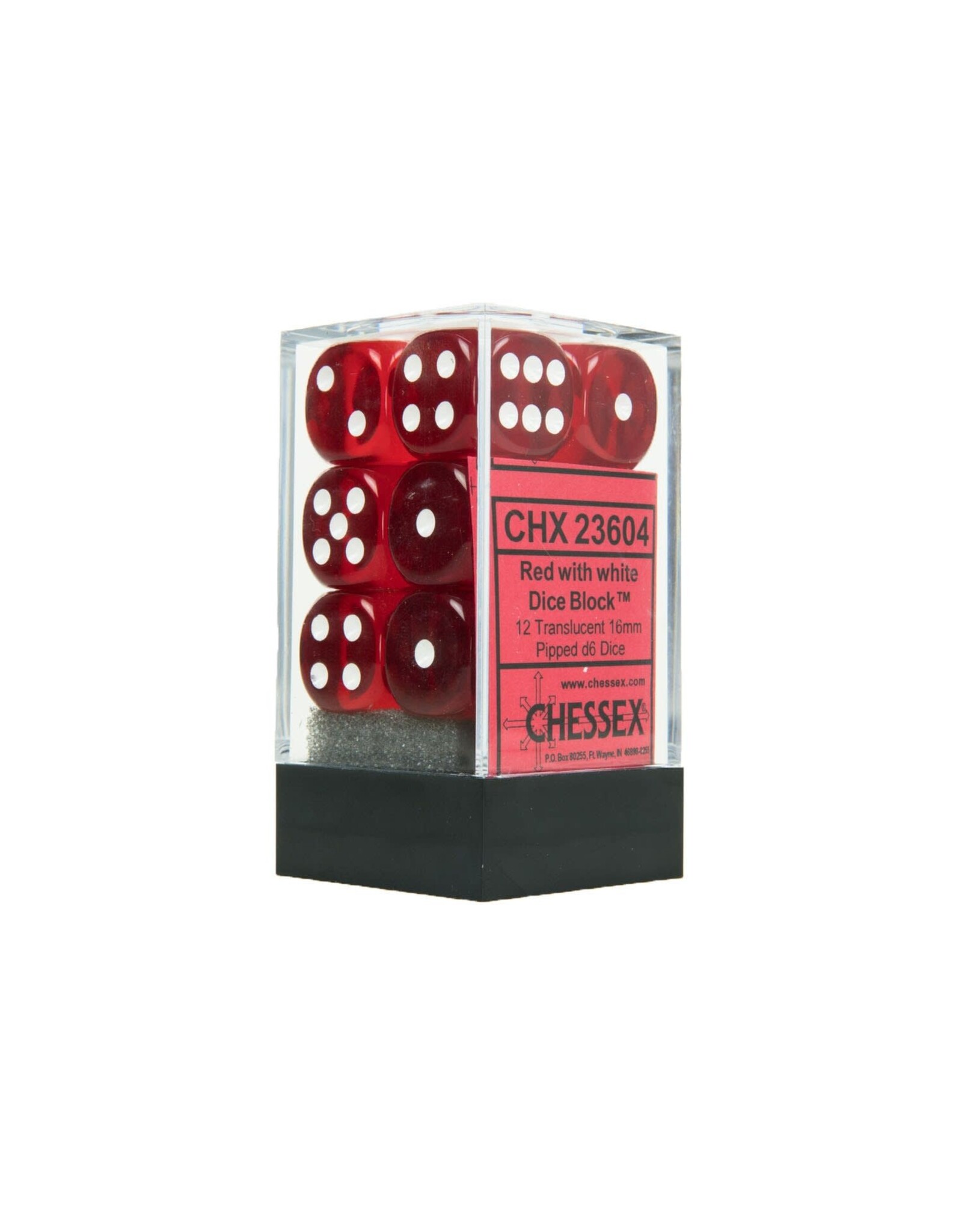 Chessex Red/white Translucent 16mm D6 dice set