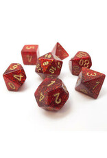 Chessex Ruby w/gold Glitter Poly 7 dice set