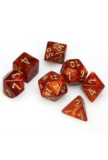Chessex Scarlet w/gold Scarab Poly 7 dice set