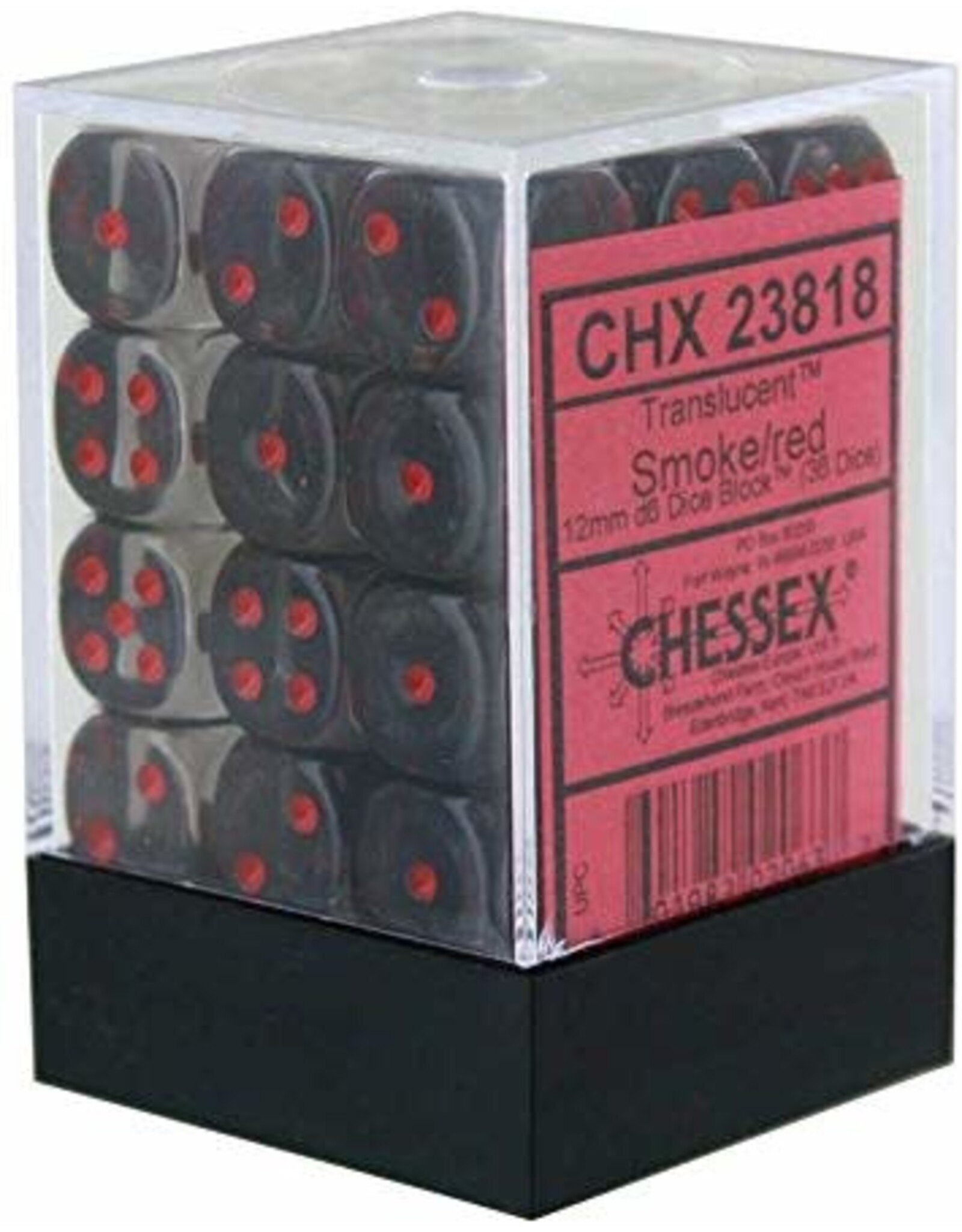 Chessex Smoke w/red Translucent 12mm d6 dice set