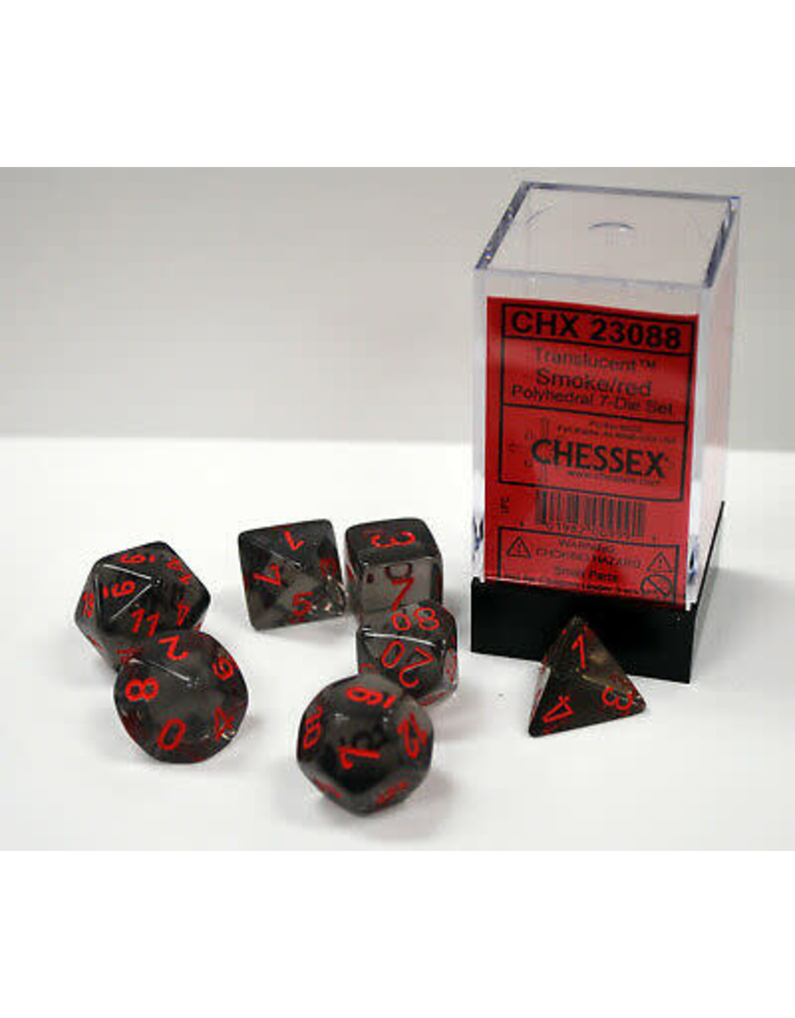 Chessex Smoke/ red Translucent Poly 7 dice set