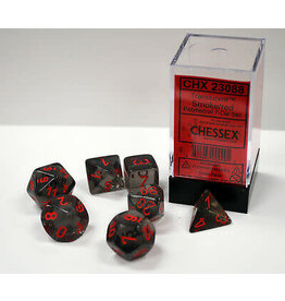 Chessex Smoke/ red Translucent Poly 7 dice set