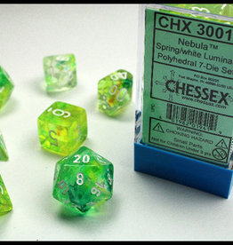 Chessex Spring/white luminary Nebula Poly 7 dice set