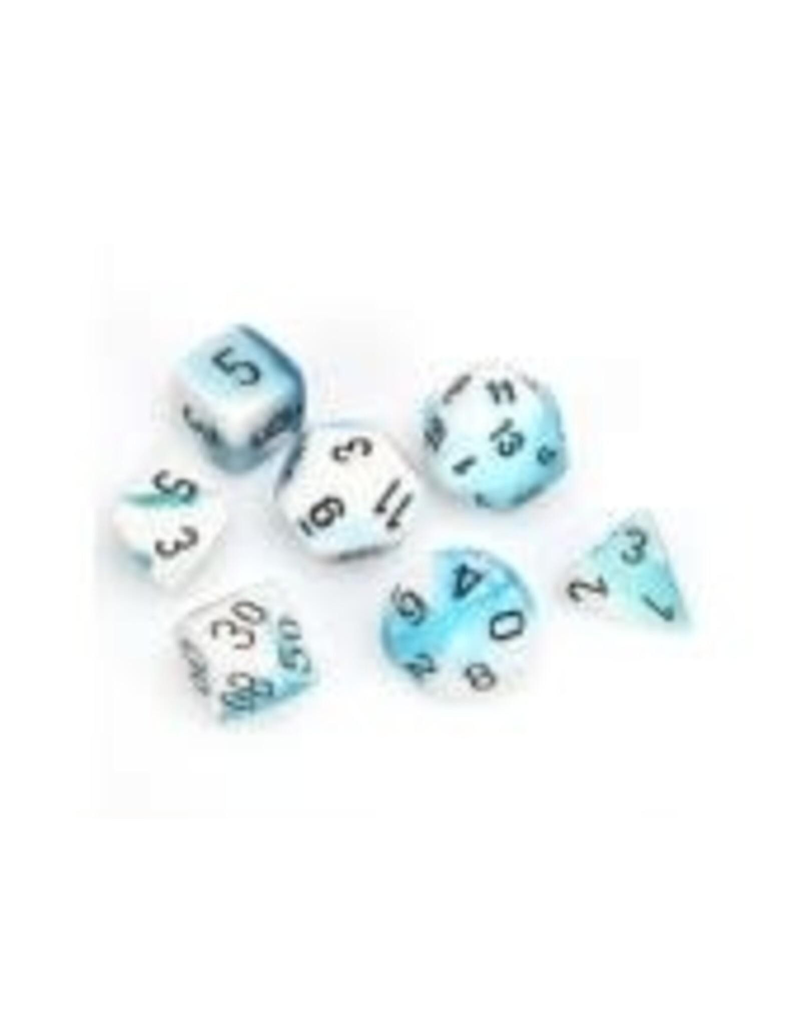 Chessex Teal-White/black Gemini Poly 7 dice set
