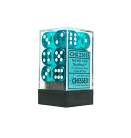 Chessex Teal/white Translucent 16mm D6 dice set