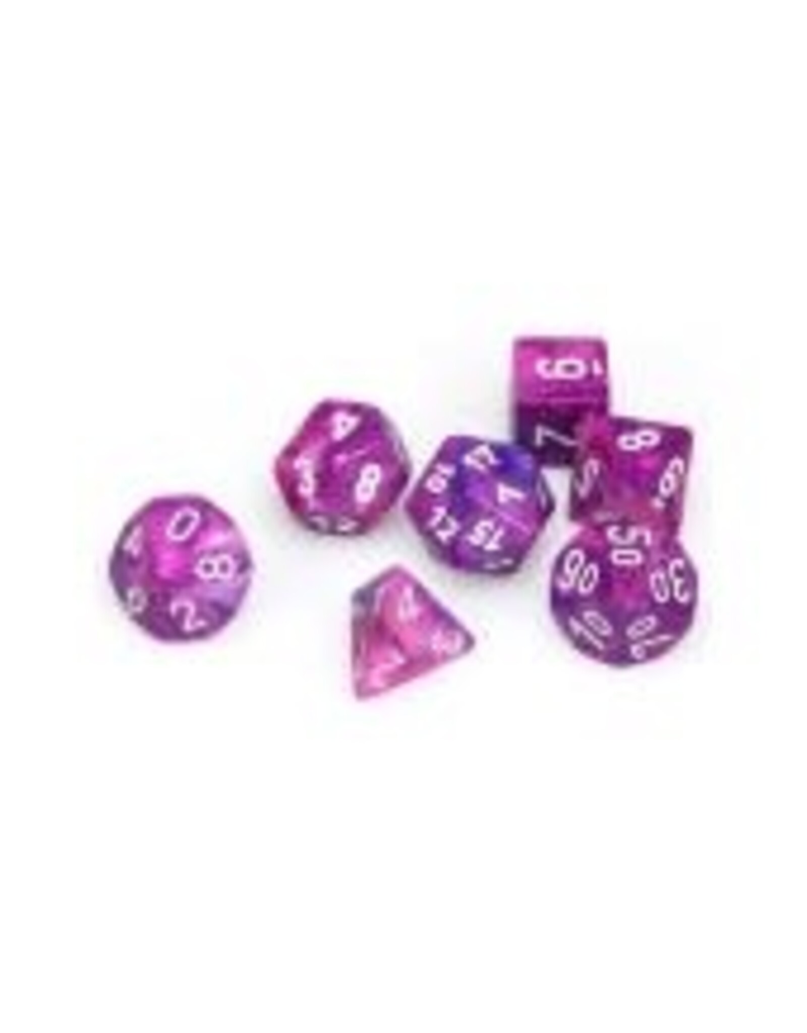 Chessex Violet w/white Festive Poly 7 dice set