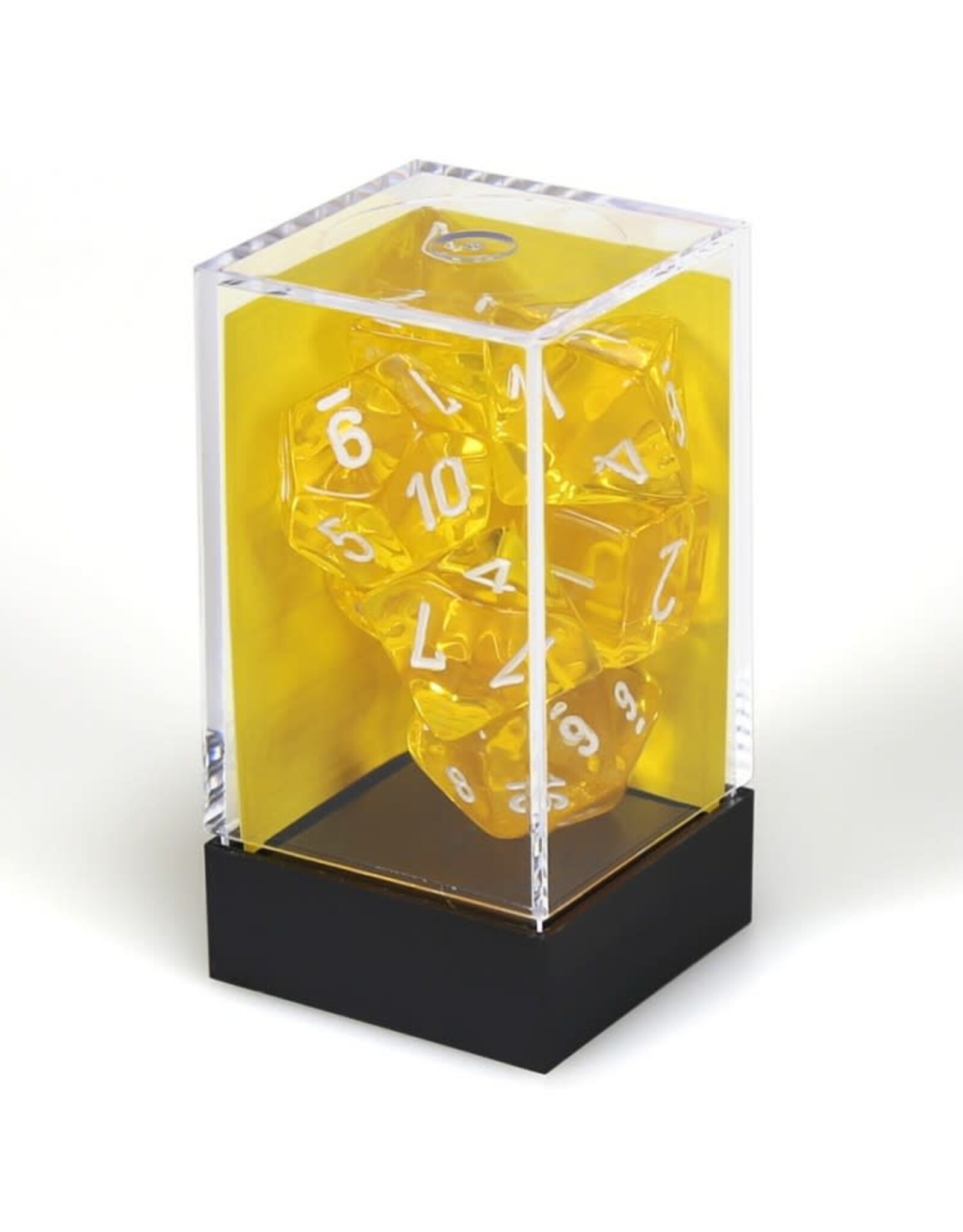 Chessex Yellow w/white Translucent Poly 7 dice set