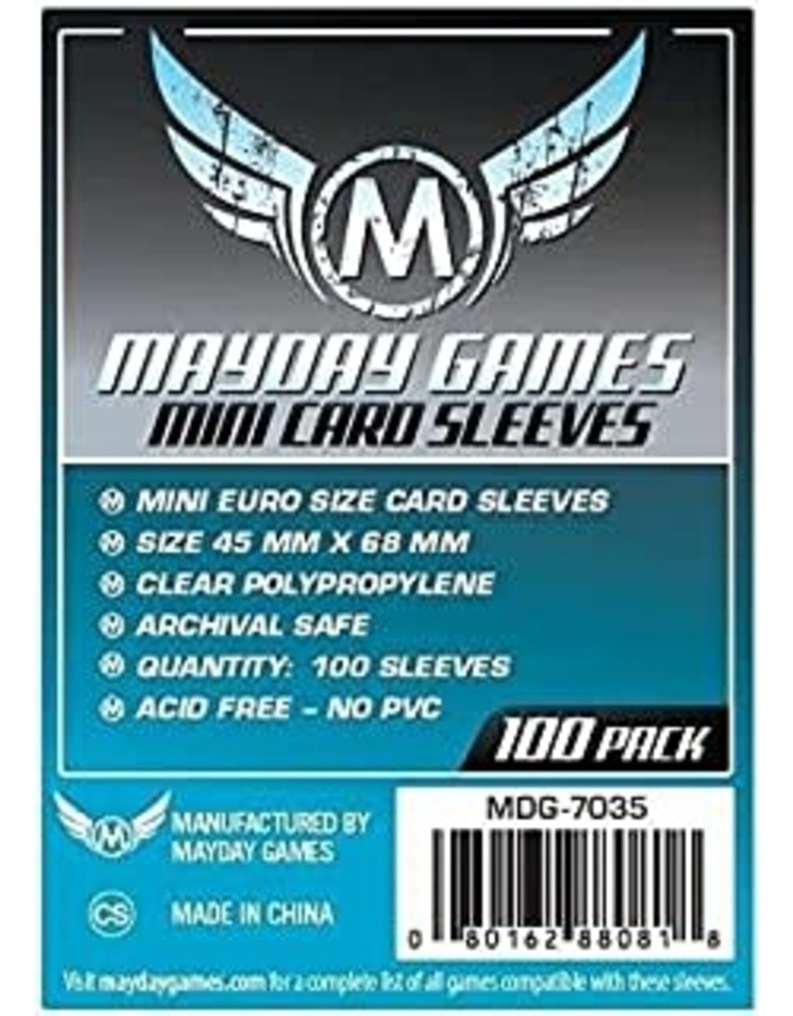Mayday Games Card Sleeves: Mayday 100ct Mini Euro 45 x 68mm