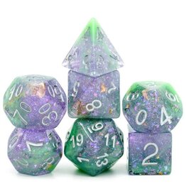 Foam Brain Games Green and Purple Seabed Treasure Poly 7 Dice Set