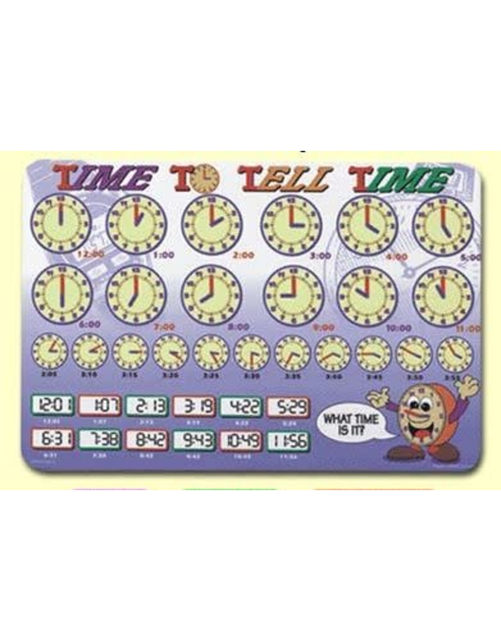 Painless Learning Products Time to Tell Time Learning Mat