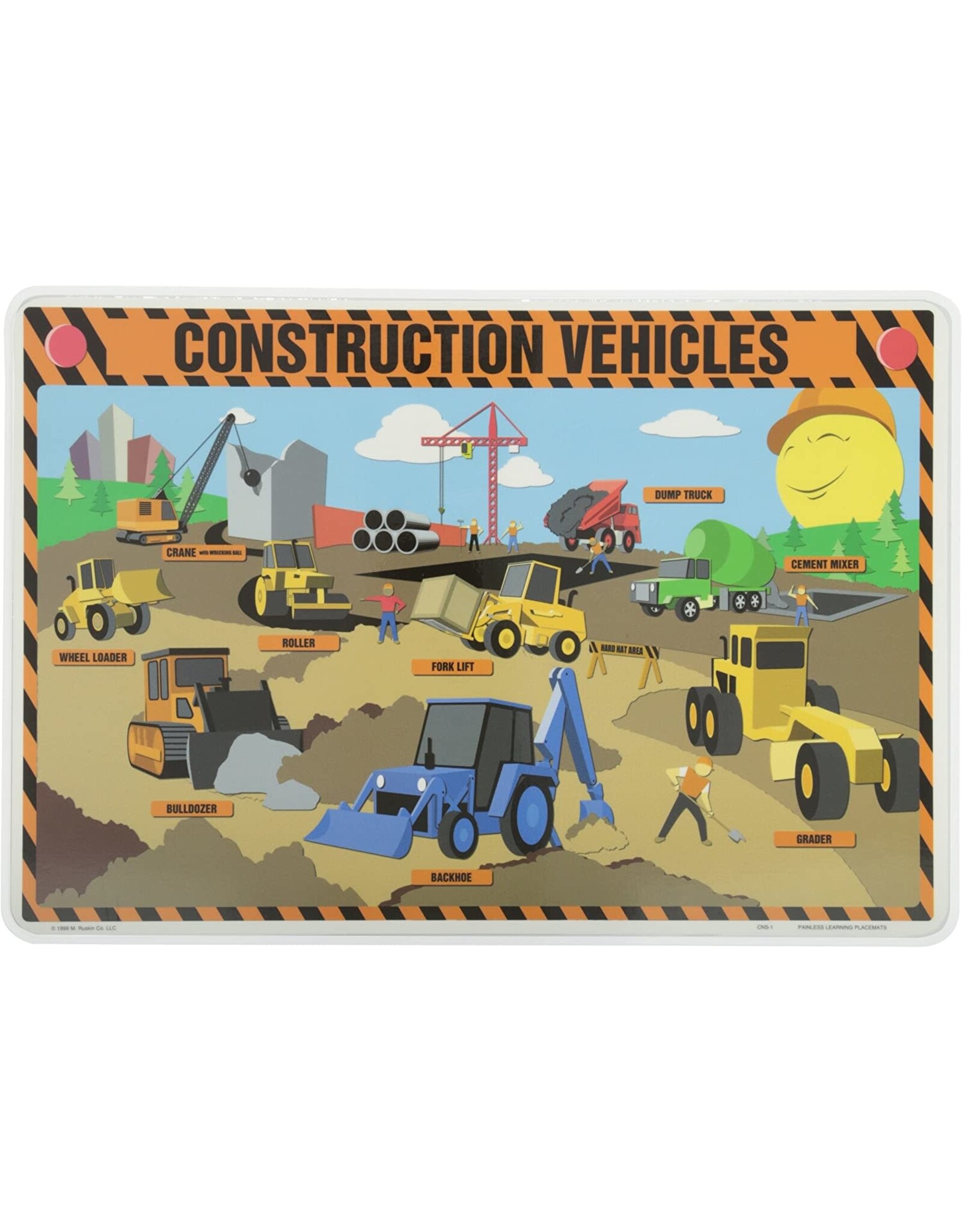 Painless Learning Products Construction Vehicles Learning Mat