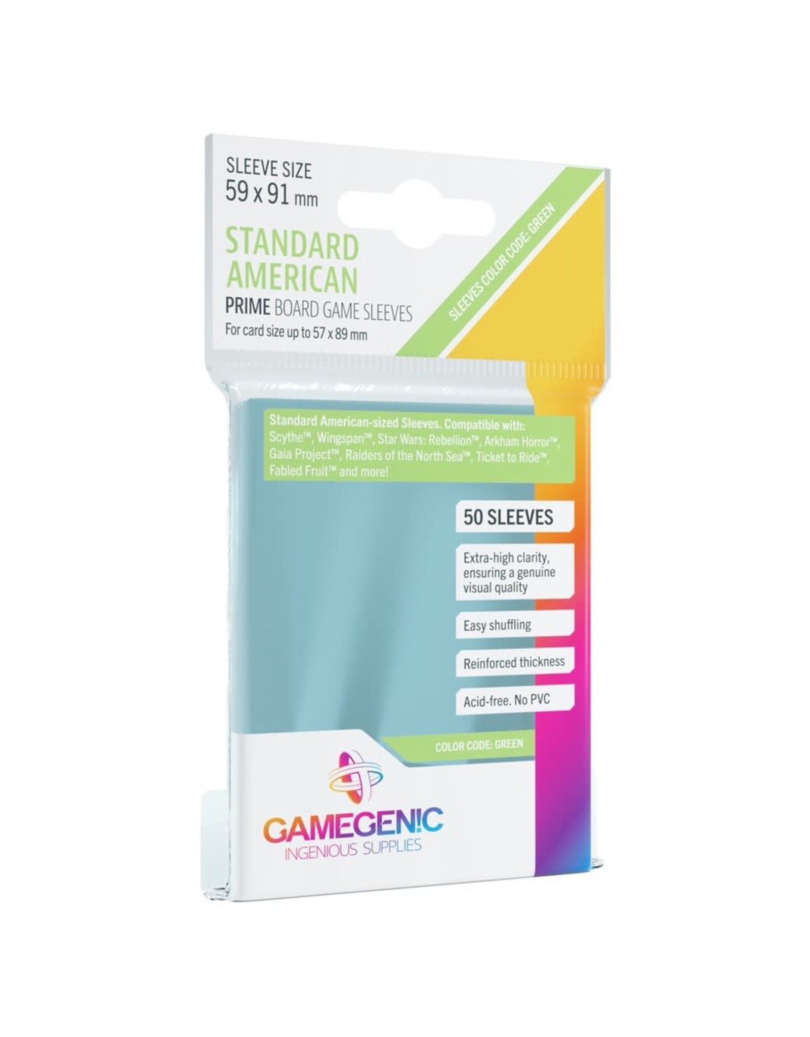 Gamegenic Card Sleeves: Prime Standard American-Sized  Green (50)