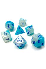 Chessex Pearl Turquoise-White/blue Gemini Poly 7 Dice Set