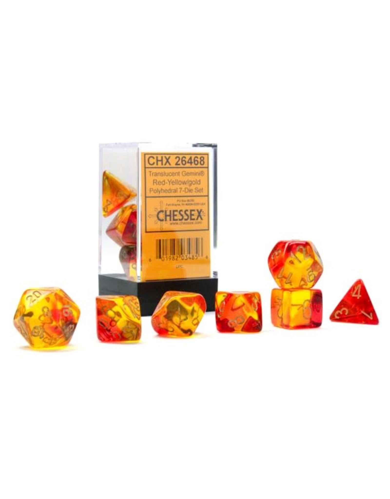 Chessex Red-Yellow/gold Gemini Poly 7 Dice Set