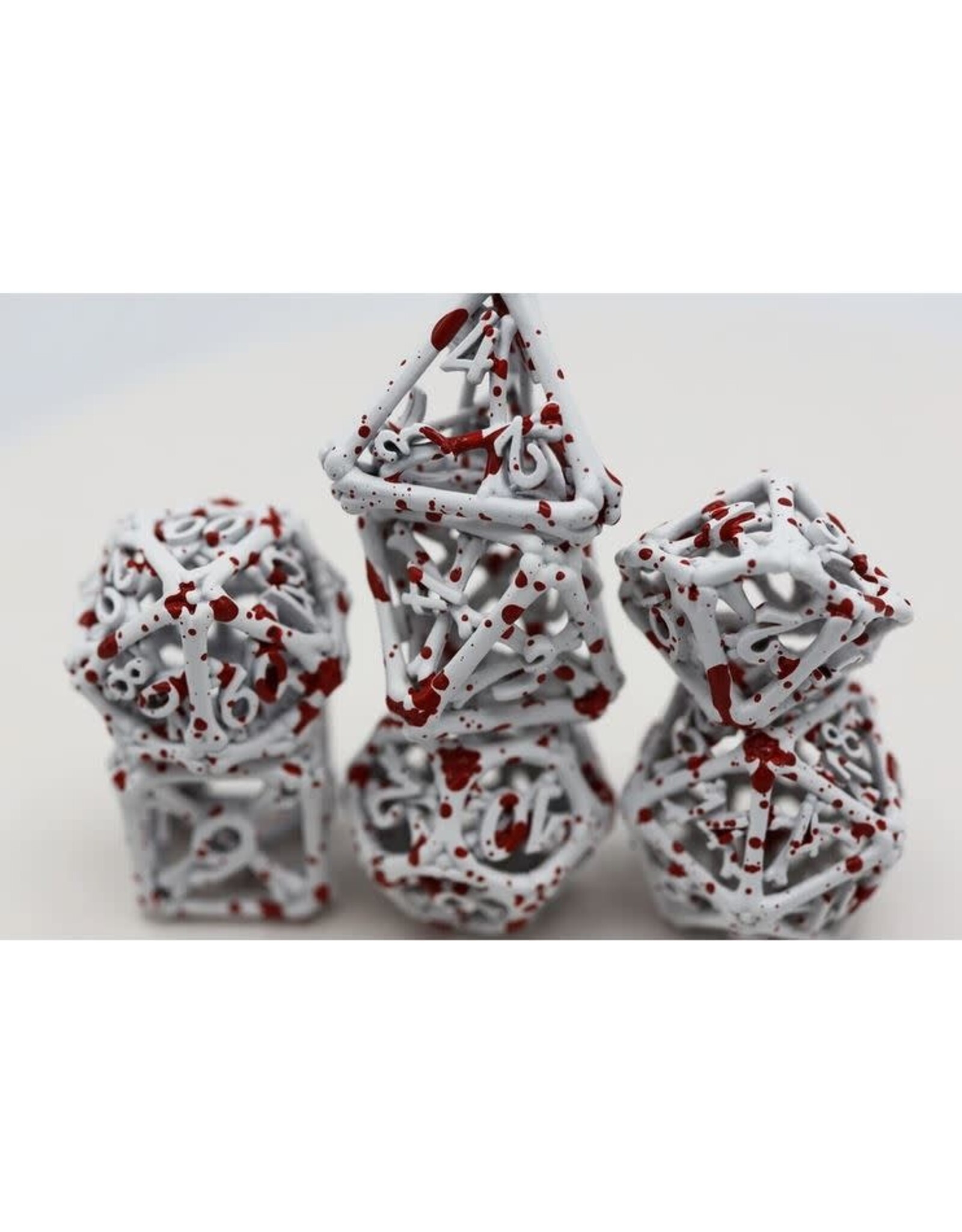 Foam Brain Games Hollow Blood Bones Poly 7 Metal Dice Set
