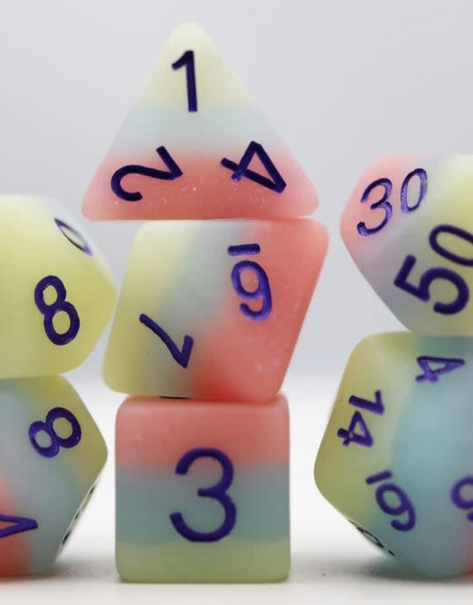 Peach Snow Cone Poly 7 Dice Set - Lets Play: Games & Toys