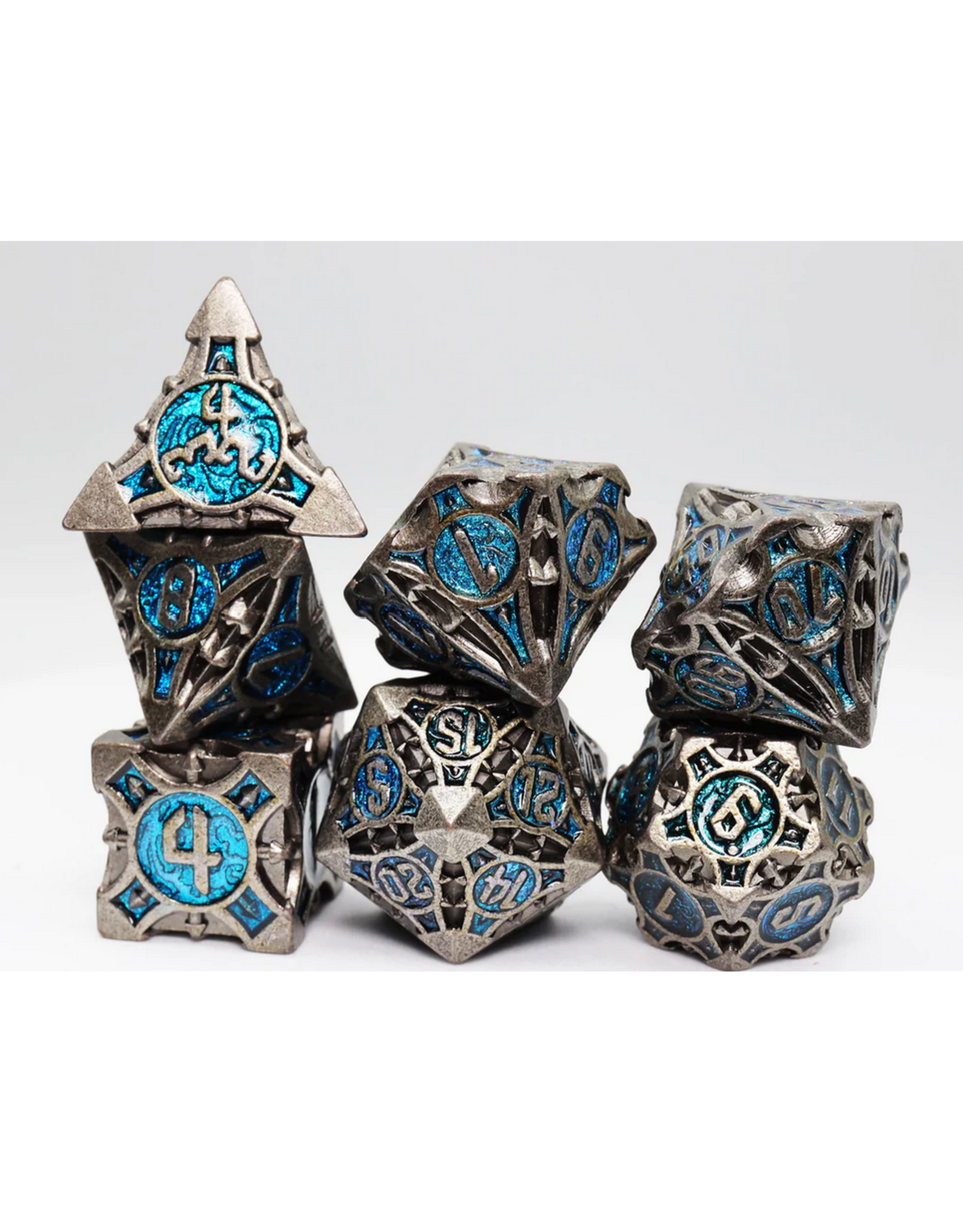 Foam Brain Games Cybernetic Arrow Poly 7 Metal Dice Set