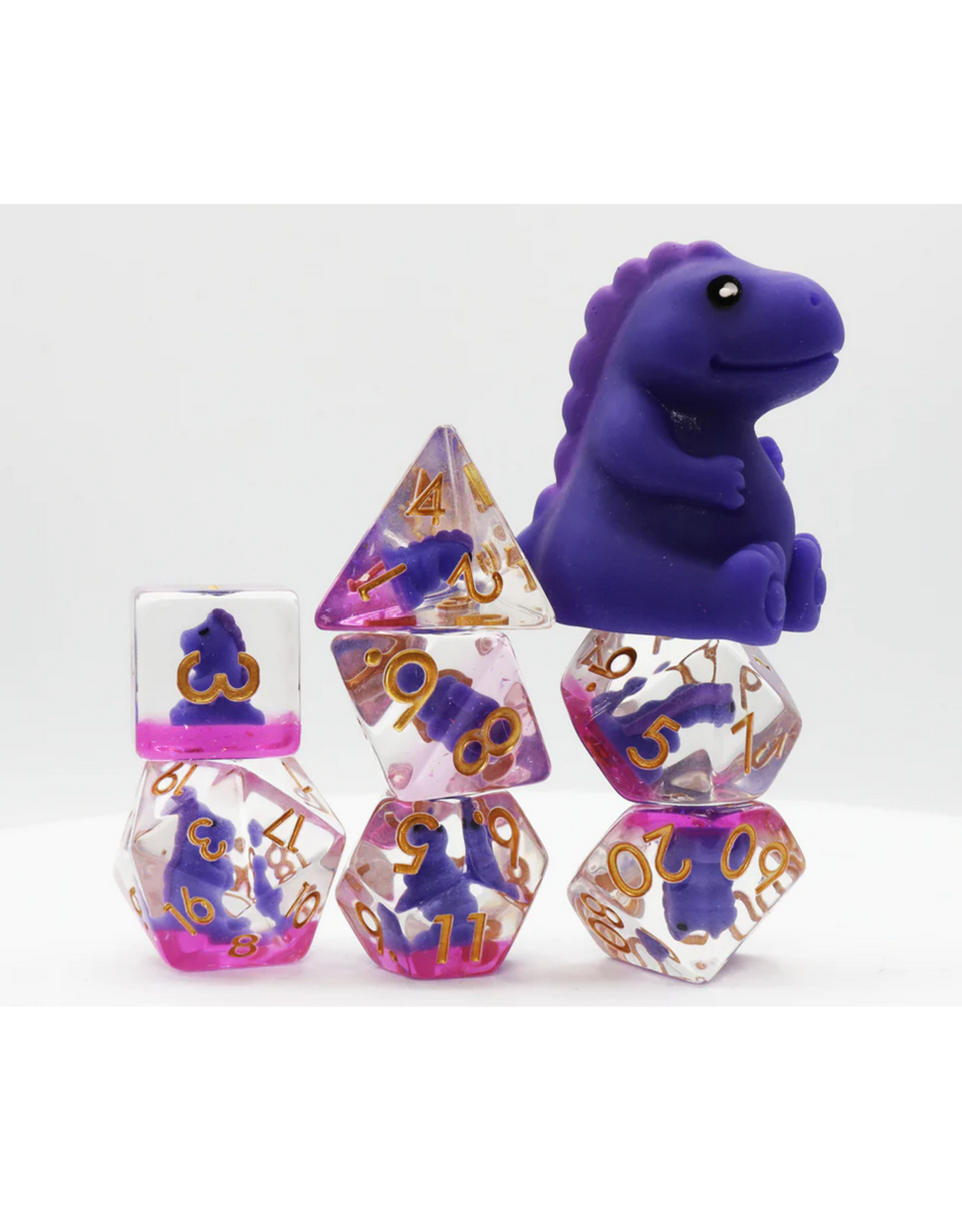 Foam Brain Games Purple T-Rex Poly 7 Dice Set