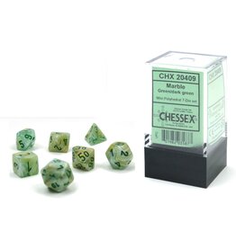 Chessex Marble Green/dark green Mini-Poly 7 Dice Set