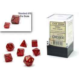 Chessex Glitter Ruby red/gold Mini-Poly 7 Dice Set