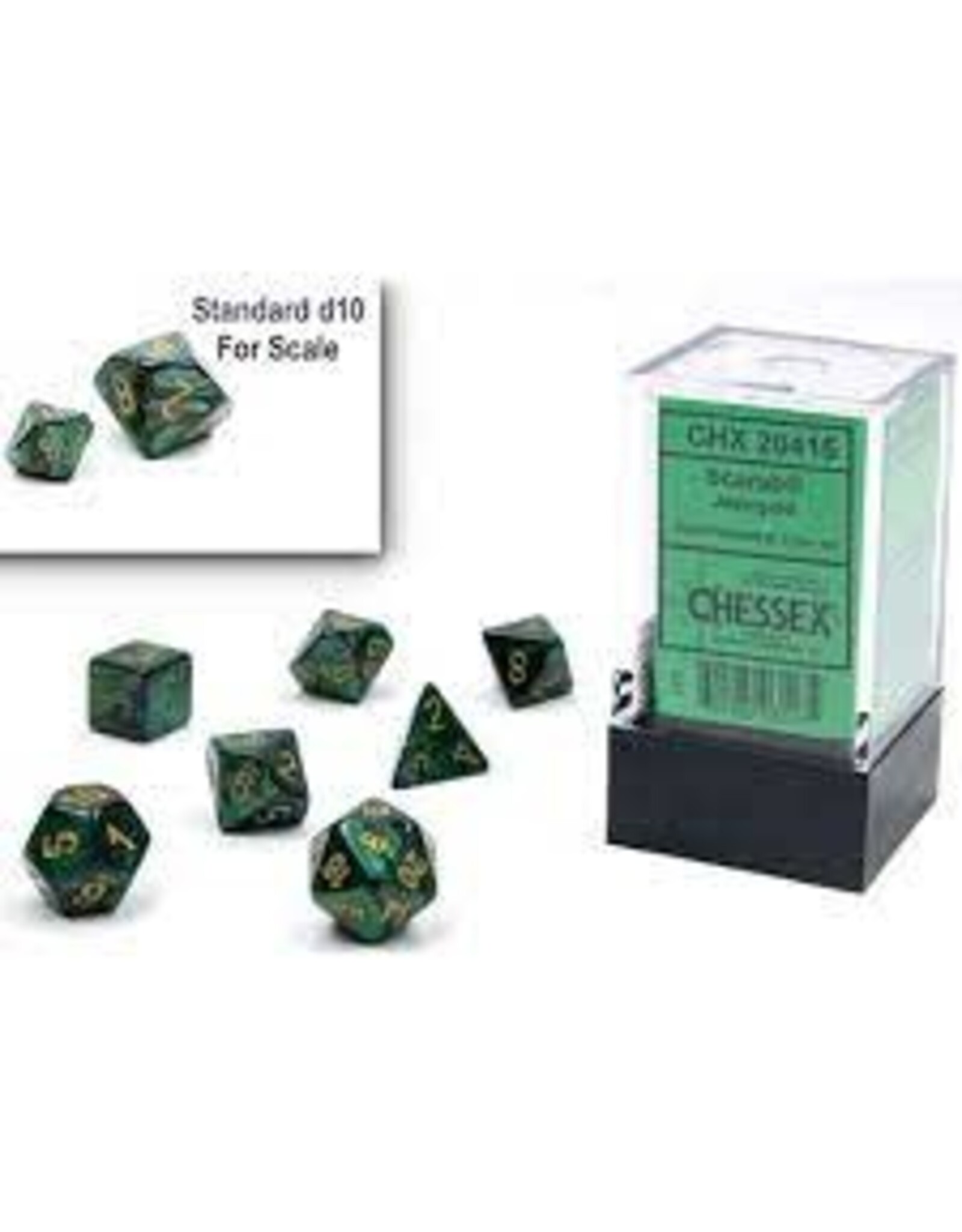 Chessex Scarab Jade/gold Mini-Poly 7 Dice Set