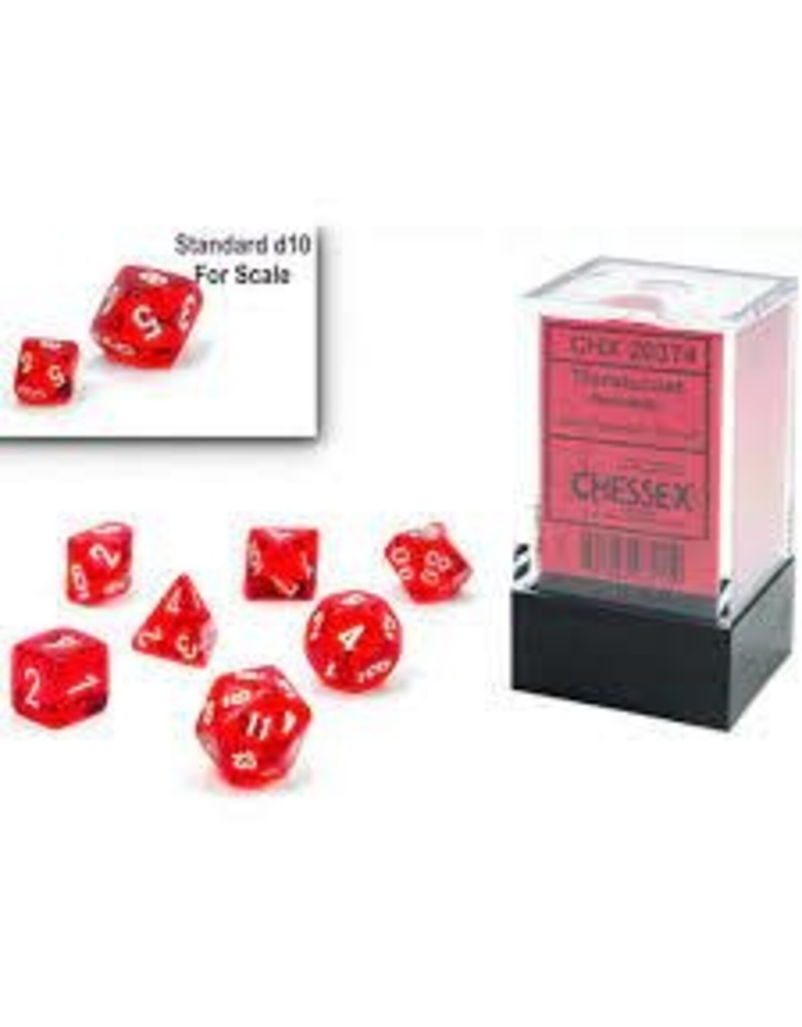 Chessex Translucent Red/white Mini-Poly 7 Dice Set