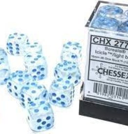 Chessex Icicle w/light blue 16mm Borealis Luminary Dice Set