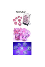 Chessex Borealis Luminary Pink w/silver Poly 7 Dice Set